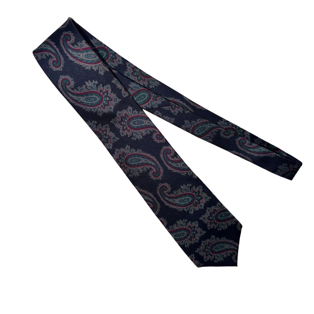 Bert Pulitzer Collection Silk Tie Navy Teal Paisley Necktie